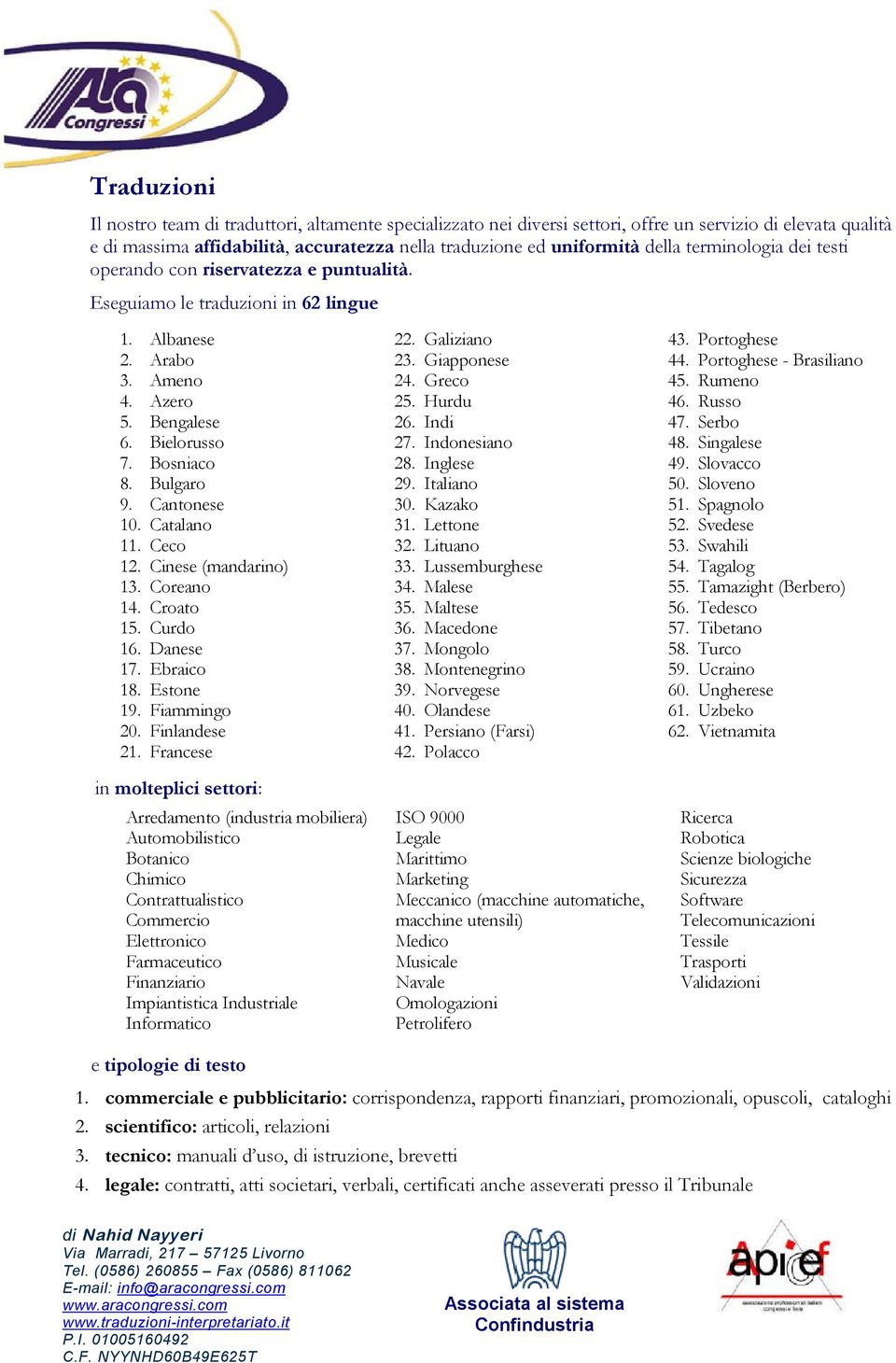 Cantonese 10. Catalano 11. Ceco 12. Cinese (mandarino) 13. Coreano 14. Croato 15. Curdo 16. Danese 17. Ebraico 18. Estone 19. Fiammingo 20. Finlandese 21.