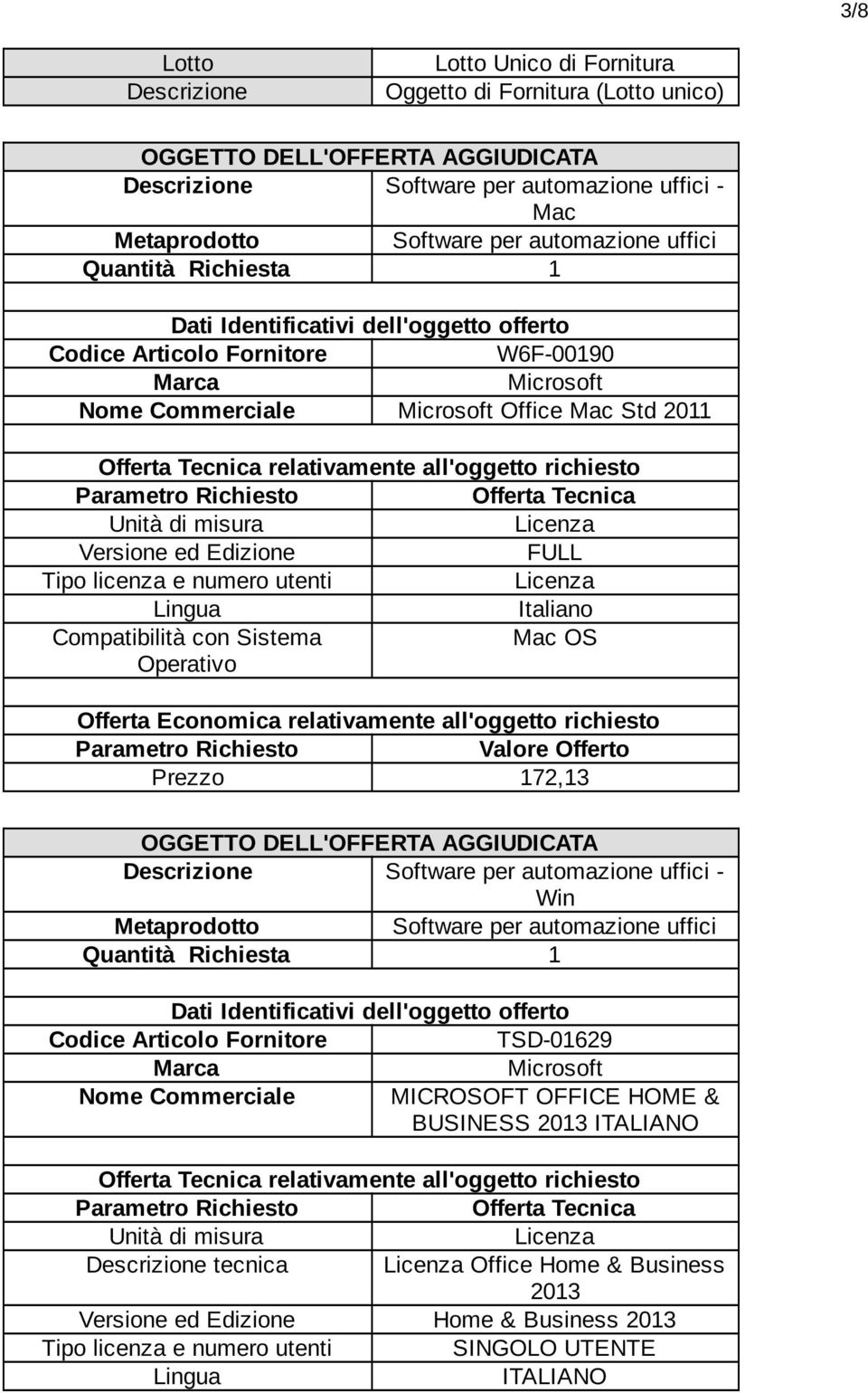 Operativo Prezzo 172,13 Descrizione Software per automazione uffici - Win Software per automazione uffici TSD-01629 Marca Microsoft Nome Commerciale MICROSOFT OFFICE HOME &