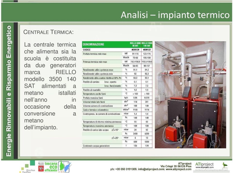 marca RIELLO modello 3500 140 SAT alimentati a metano