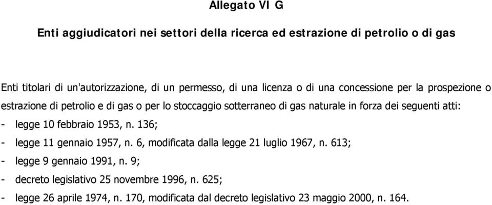 dei seguenti atti: - legge 10 febbraio 1953, n. 136; - legge 11 gennaio 1957, n. 6, modificata dalla legge 21 luglio 1967, n.