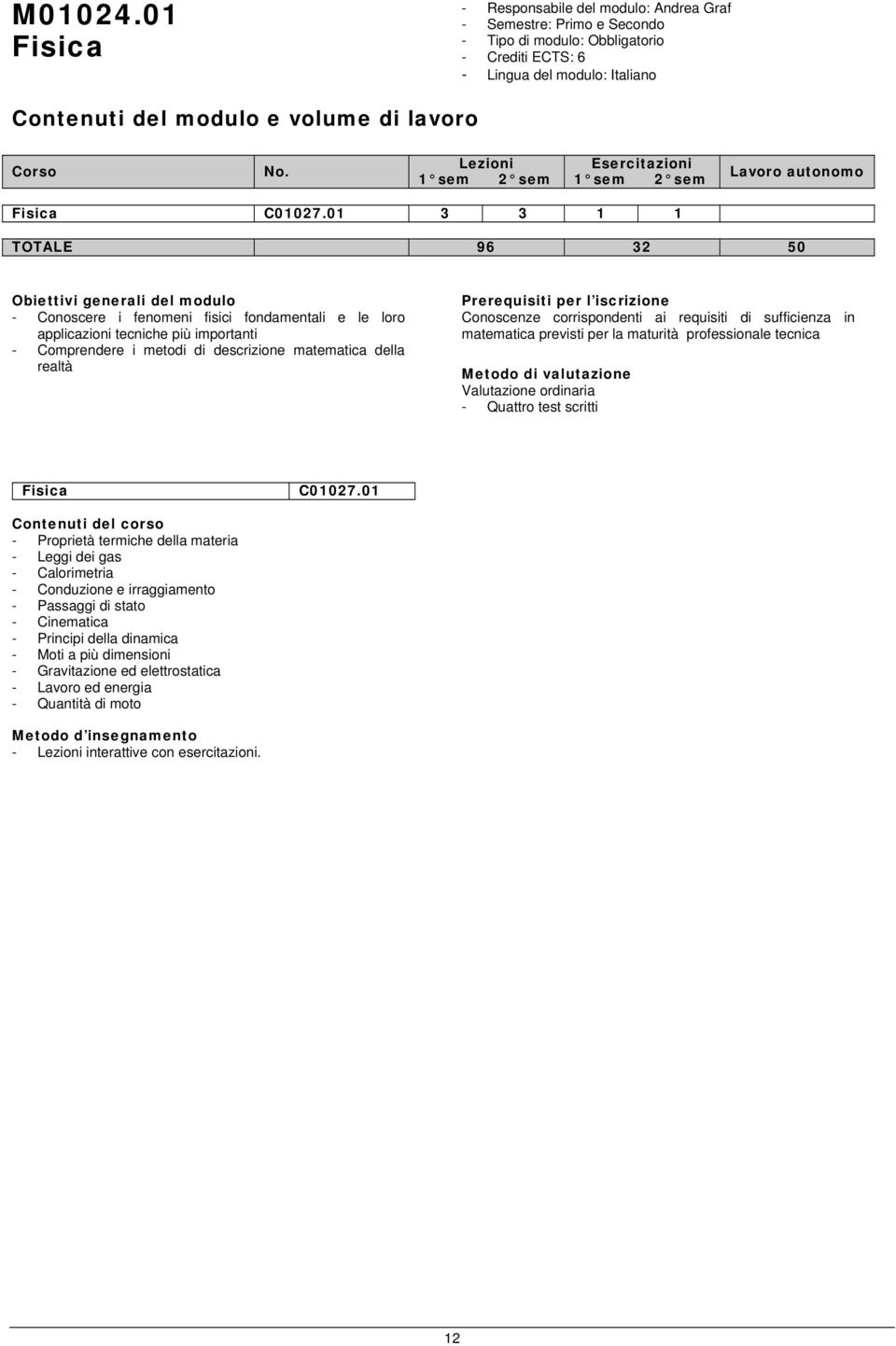 corrispondenti ai requisiti di sufficienza in matematica previsti per la maturità professionale tecnica - Quattro test scritti Fisica C01027.