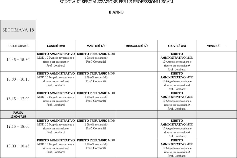 Lombardi Prof. (Profili TRIBUTARIO Corasaniti sostanziali) MOD AMMINISTRATIVO 10 ricorso (Appello Prof.