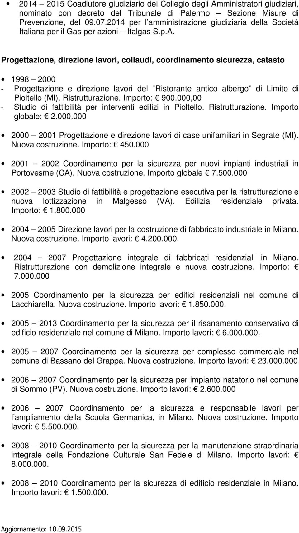 Progettazione, direzione lavori, collaudi, coordinamento sicurezza, catasto 1998 2000 - Progettazione e direzione lavori del Ristorante antico albergo di Limito di Pioltello (MI). Ristrutturazione.