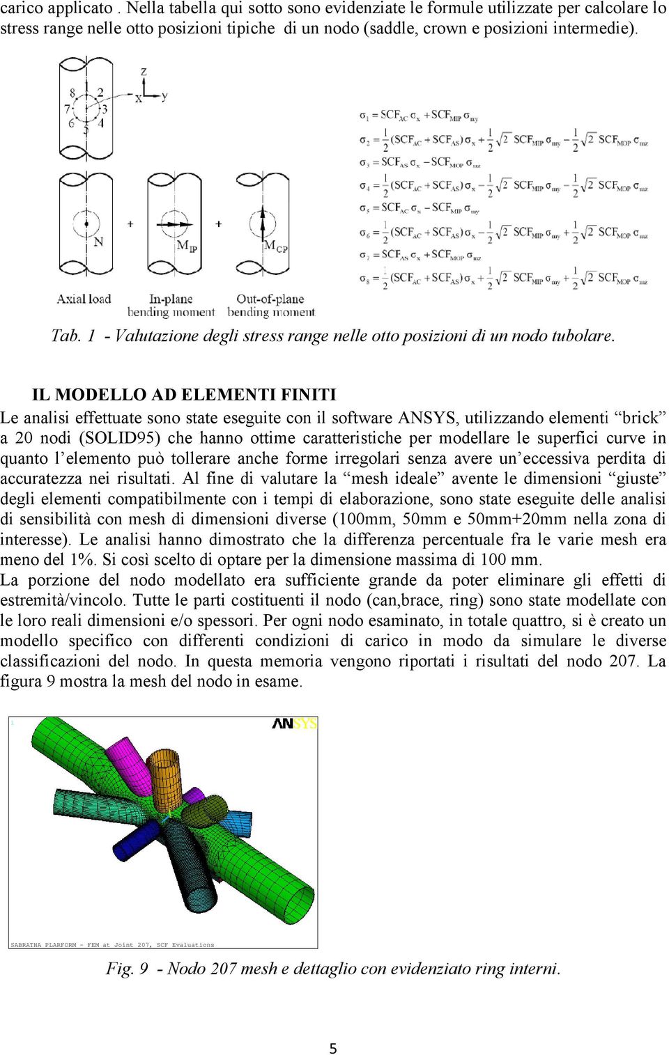 IL MODELLO AD ELEMENTI FINITI Le analisi effettuate sono state eseguite con il software ANSYS, utilizzando elementi brick a 20 nodi (SOLID95) che hanno ottime caratteristiche per modellare le