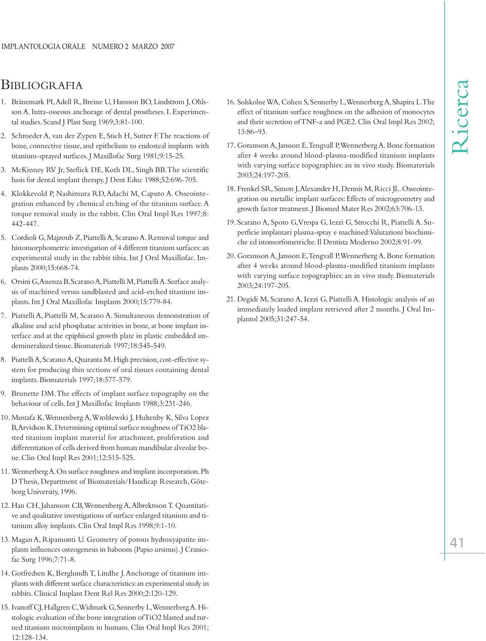 McKinney RV Jr, Steflick DE, Koth DL, Singh BB.The scientific basis for dental implant therapy. J Dent Educ 1988;52:696-705. 4. Klokkevold P, Nashimura RD,Adachi M, Caputo A.