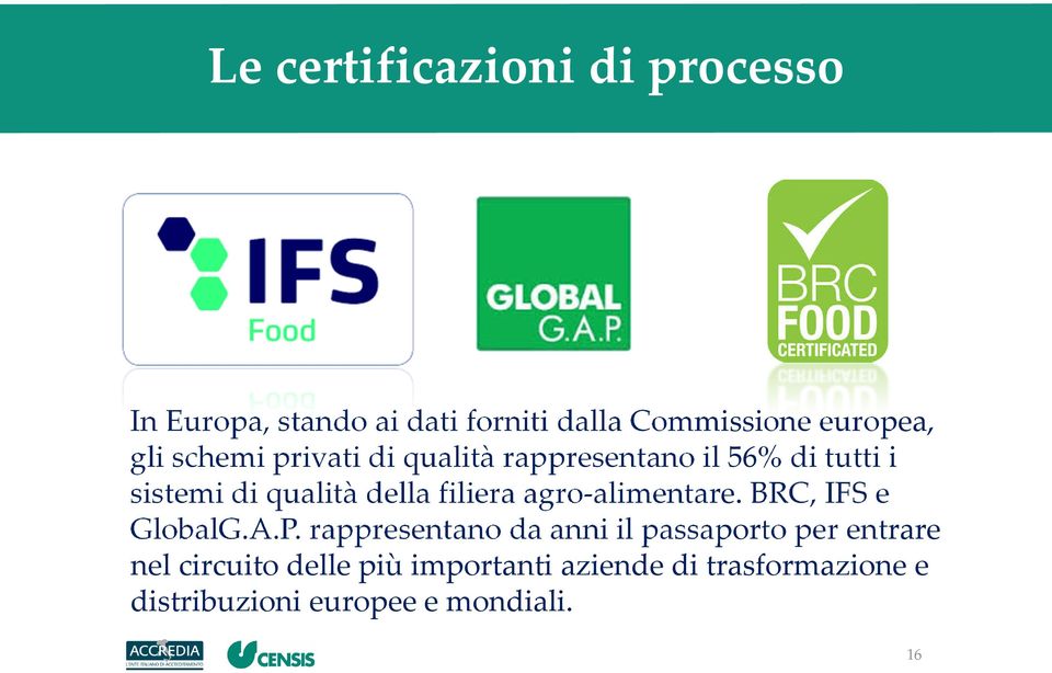 filiera agro-alimentare. BRC, IFS e GlobalG.A.P.