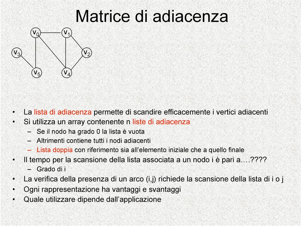 all elemento iniziale che a quello finale Il tempo per la scansione della lista associata a un nodo i è pari a.