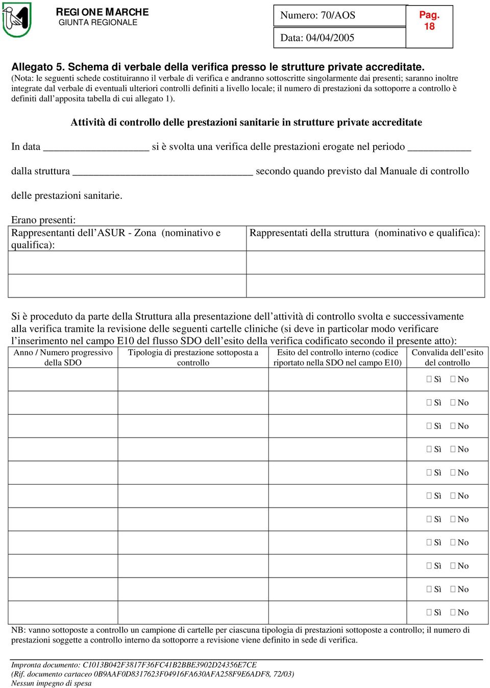 livello locale; il numero di prestazioni da sottoporre a controllo è definiti dall apposita tabella di cui allegato 1).