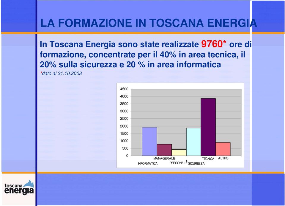 sicurezza e 20 % in area informatica *dato al 31.10.