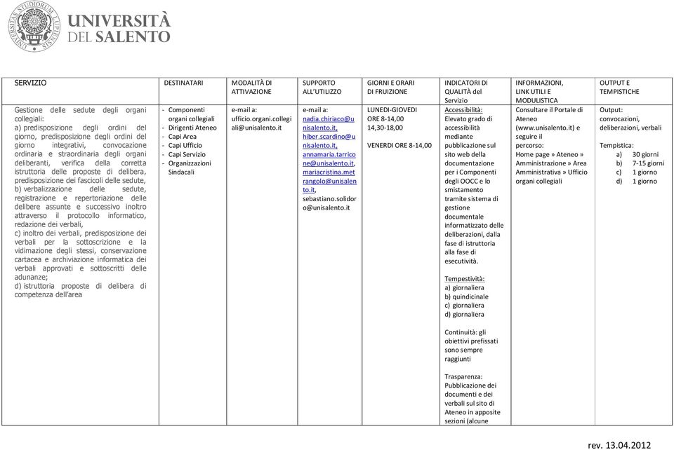 sedute, registrazione e repertoriazione delle delibere assunte e successivo inoltro attraverso il protocollo informatico, redazione dei verbali, c) inoltro dei verbali, predisposizione dei verbali