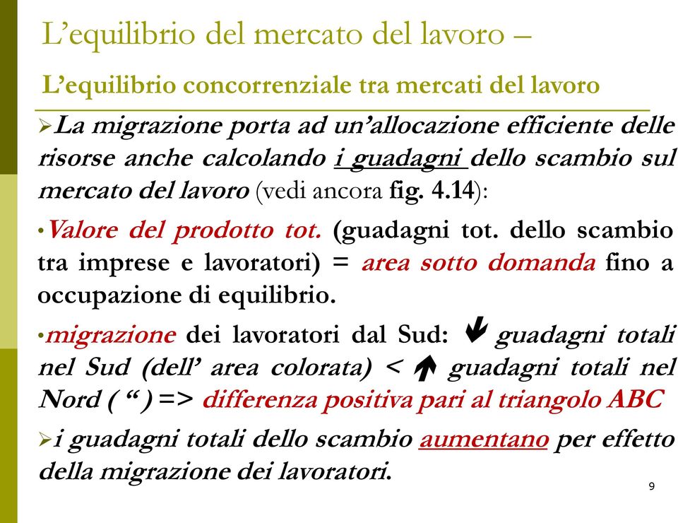 dello scambio tra imprese e lavoratori) = area sotto domanda fino a occupazione di equilibrio.