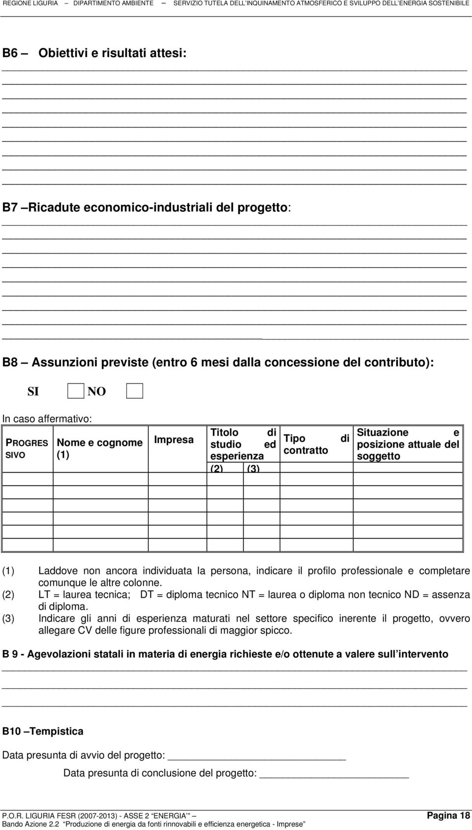 professionale e completare comunque le altre colonne. (2) LT = laurea tecnica; DT = diploma tecnico NT = laurea o diploma non tecnico ND = assenza di diploma.