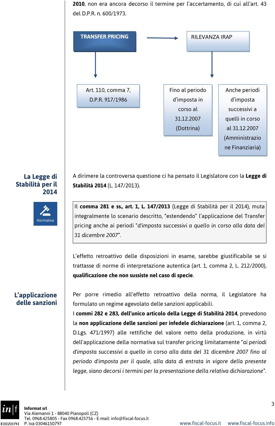 147/2013). Il comma 281 e ss., art. 1, L.