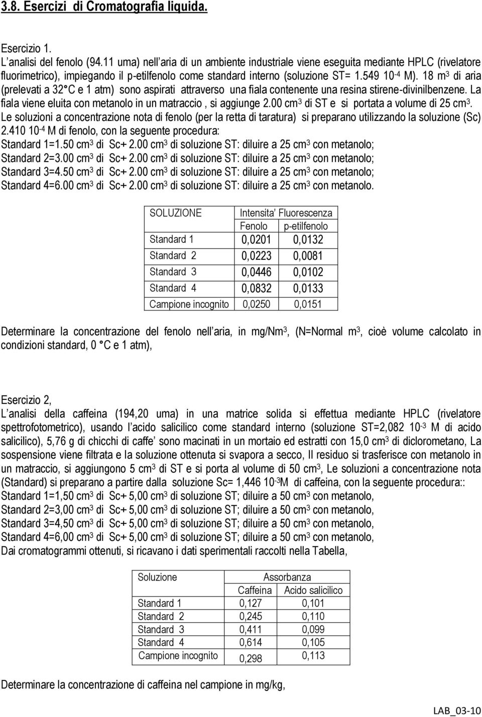 18 m 3 di aria (prelevati a 32 C e 1 atm) sono aspirati attraverso una fiala contenente una resina stirene-divinilbenzene. La fiala viene eluita con metanolo in un matraccio, si aggiunge 2.