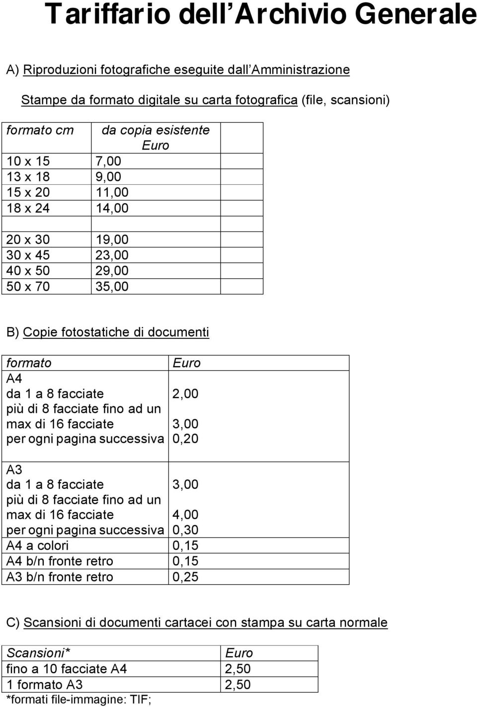 fino ad un max di 16 facciate 3,00 per ogni pagina successiva 0,20 A3 da 1 a 8 facciate più di 8 facciate fino ad un max di 16 facciate per ogni pagina successiva 3,00 4,00 0,30 A4 a colori 0,15 A4