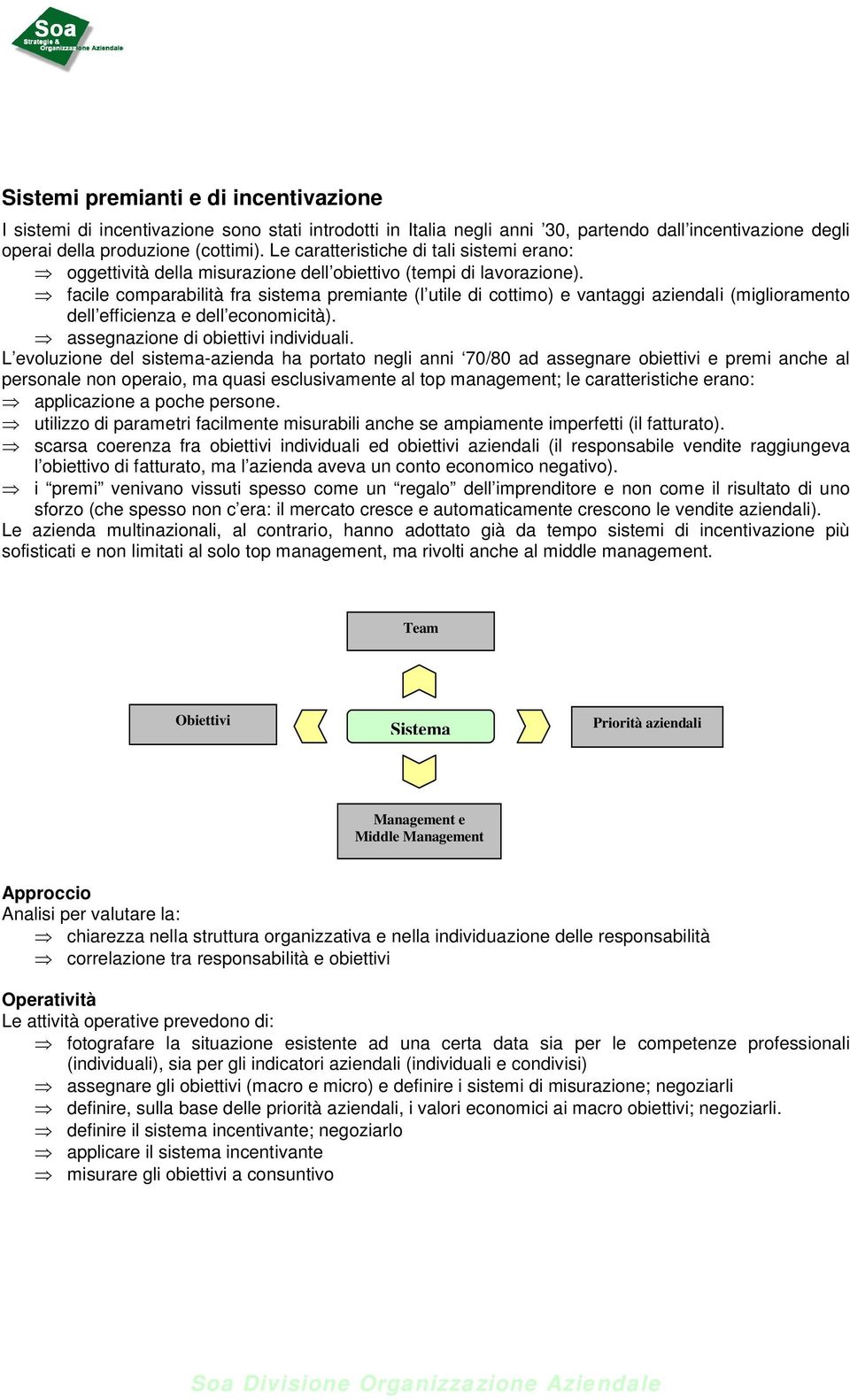 facile comparabilità fra sistema premiante (l utile di cottimo) e vantaggi aziendali (miglioramento dell efficienza e dell economicità). assegnazione di obiettivi individuali.