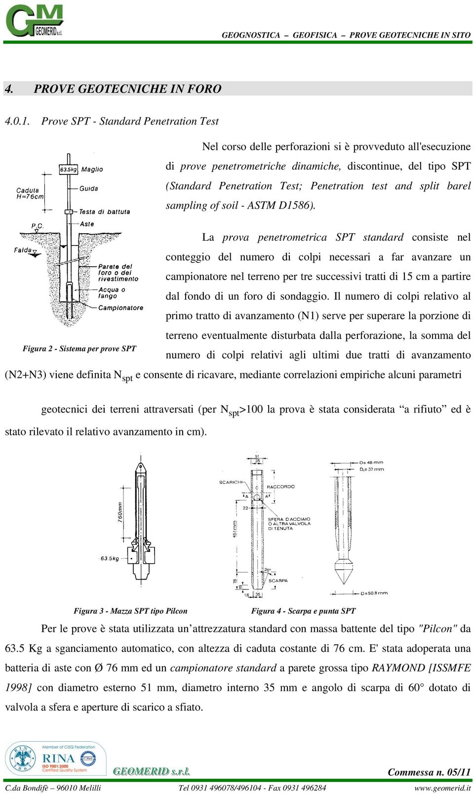 test and split barel sampling of soil - ASTM D1586).