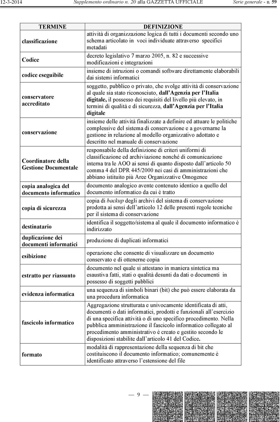 individuate attraverso specifici metadati decreto legislativo 7 marzo 2005, n.