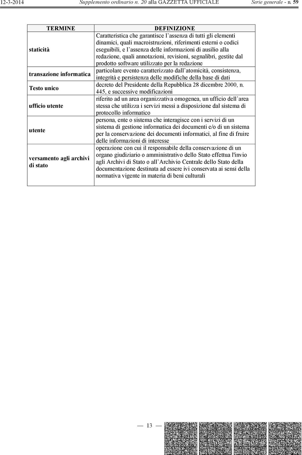 particolare evento caratterizzato dall atomicità, consistenza, integrità e persistenza delle modifiche della base di dati decreto del Presidente della Repubblica 28 dicembre 2000, n.