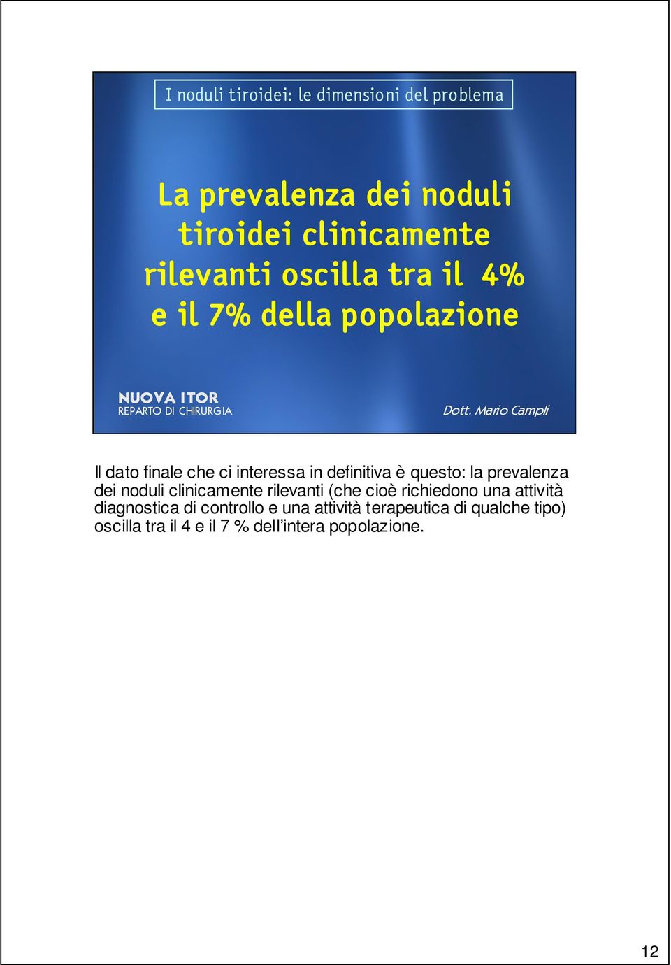 noduli clinicamente rilevanti (che cioè richiedono una attività diagnostica di controllo e