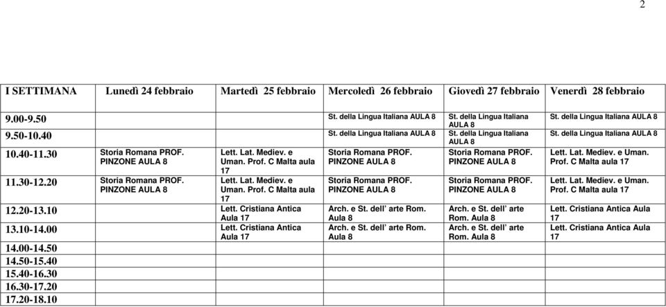 20 PINZONE 12.20-13.10 Aula 13.10-14.00 Aula 16.30-.20.20-1.10 PINZONE PINZONE PINZONE PINZONE Rom.