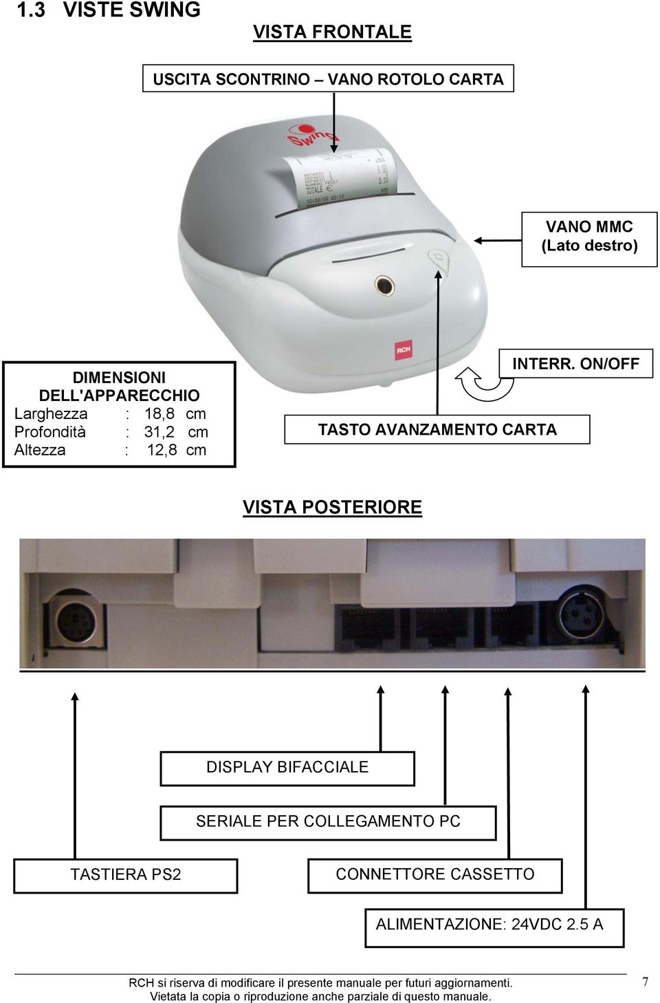 : 12,8 cm TASTO AVANZAMENTO CARTA INTERR.