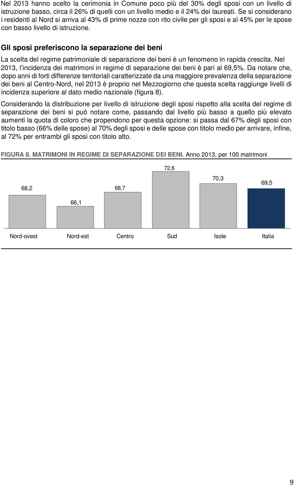 Gli sposi preferiscono la separazione dei beni La scelta del regime patrimoniale di separazione dei beni è un fenomeno in rapida crescita.