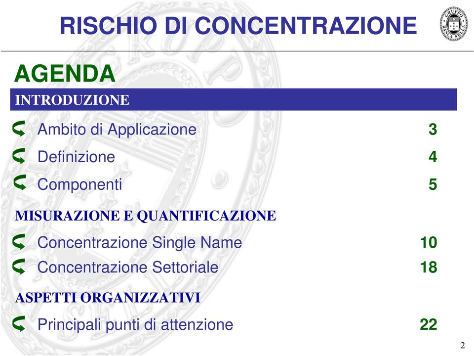 QUANTIFICAZIONE Concentrazione Single Name 10