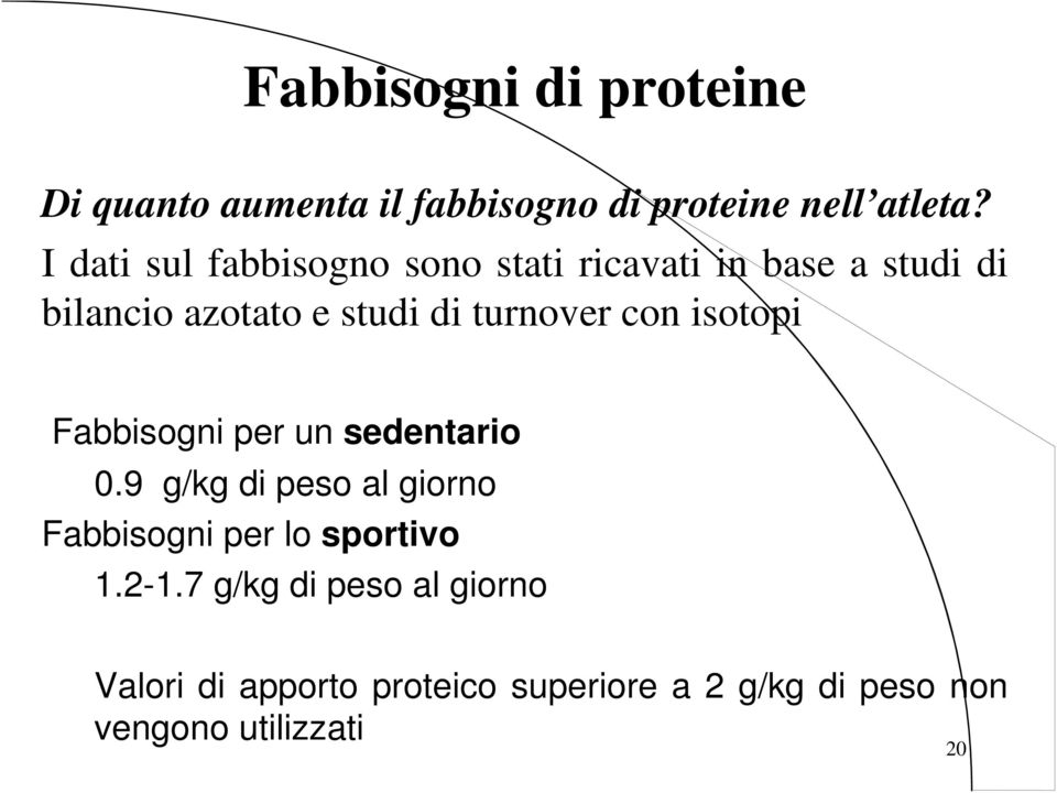 turnover con isotopi Fabbisogni per un sedentario 0.