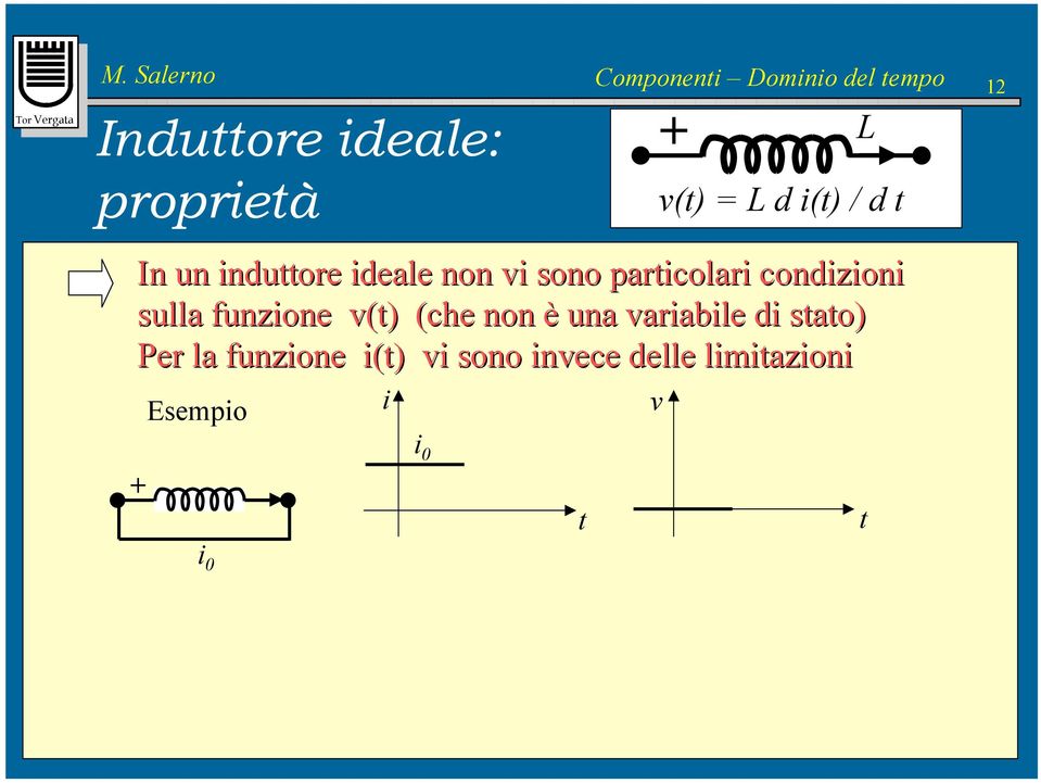 funzione v(t) (che( non è una variabile di stato) Per la funzione i(t)