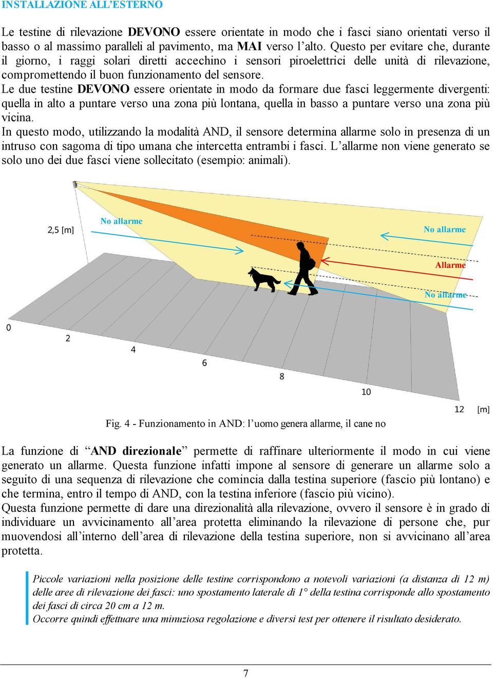 Le due testine DEVONO essere orientate in modo da formare due fasci leggermente divergenti: quella in alto a puntare verso una zona più lontana, quella in basso a puntare verso una zona più vicina.