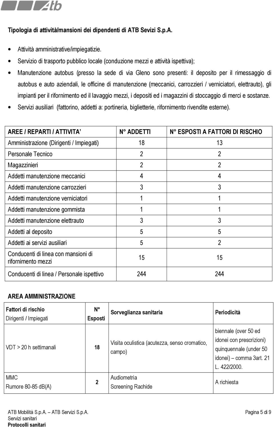 aziendali, le officine di manutenzione (meccanici, carrozzieri / verniciatori, elettrauto), gli impianti per il rifornimento ed il lavaggio mezzi, i depositi ed i magazzini di stoccaggio di merci e