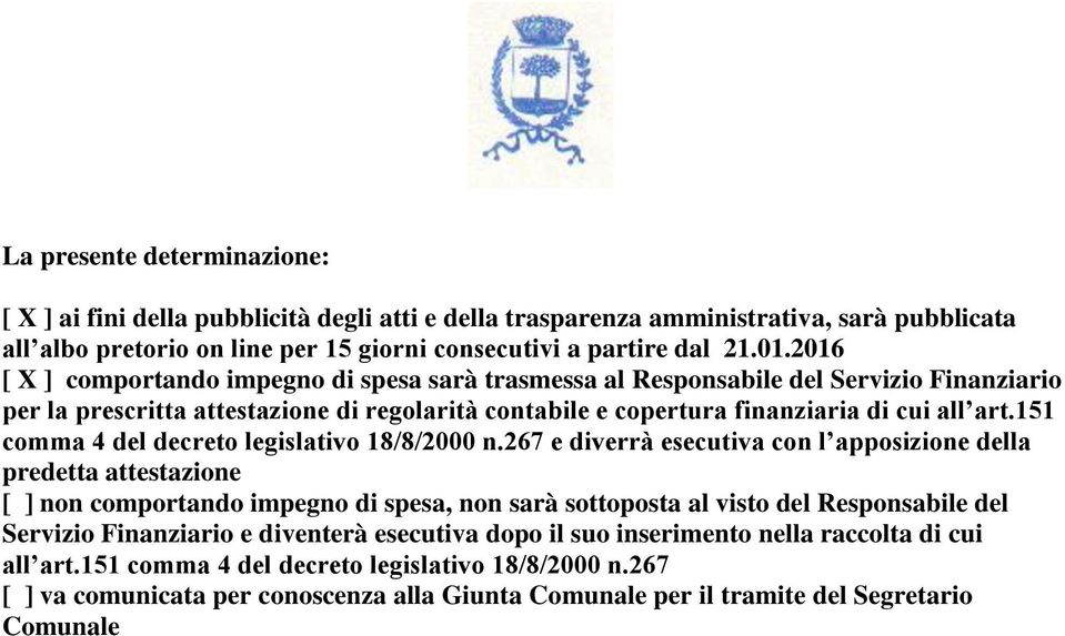 151 comma 4 del decreto legislativo 18/8/2000 n.