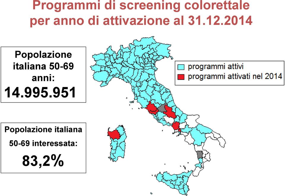 2014 Popolazione italiana 50-69 anni: 14.