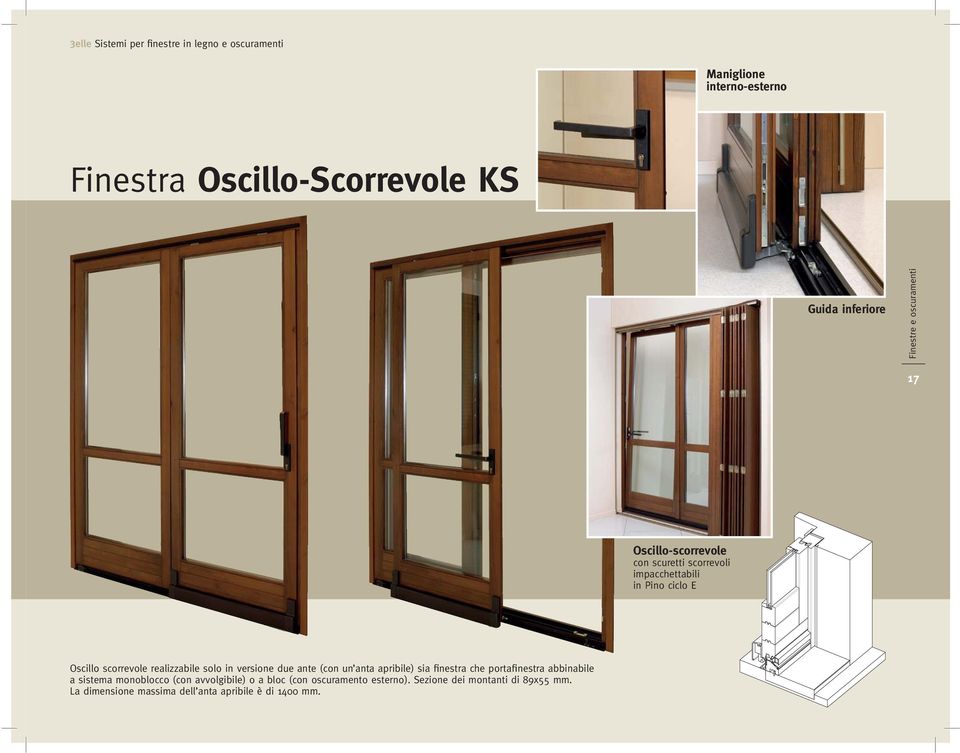 anta apribile) sia finestra che portafinestra abbinabile a sistema monoblocco (con avvolgibile) o a bloc (con