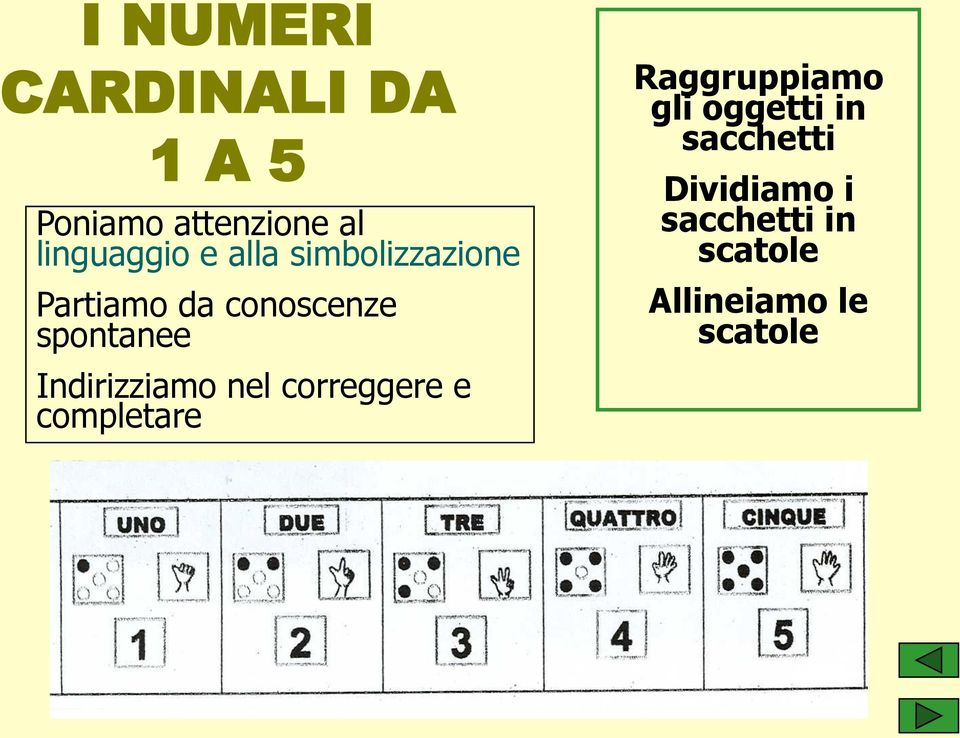 Indirizziamo nel correggere e completare Raggruppiamo gli