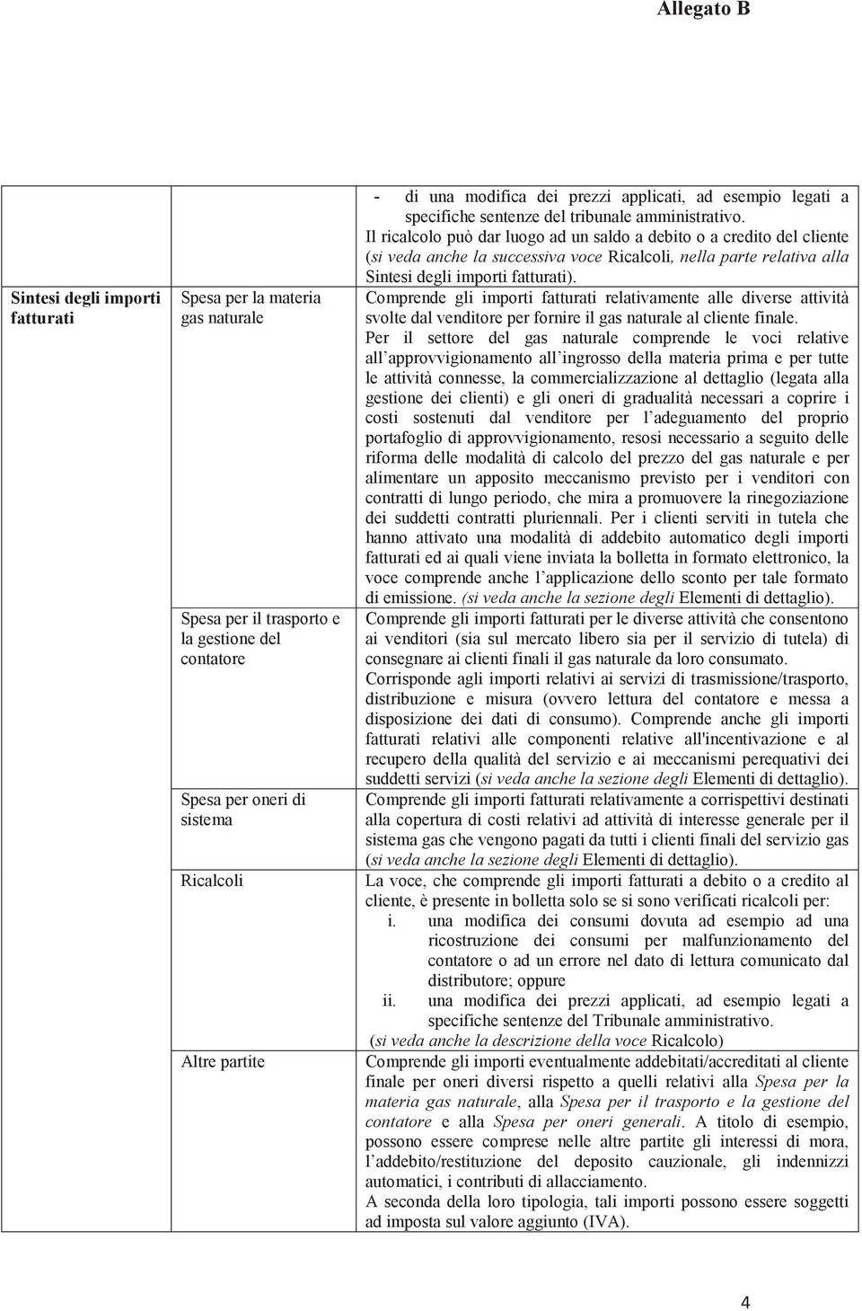 Il ricalcolo può dar luogo ad un saldo a debito o a credito del cliente (si veda anche la successiva voce Ricalcoli, nella parte relativa alla Sintesi degli importi fatturati).