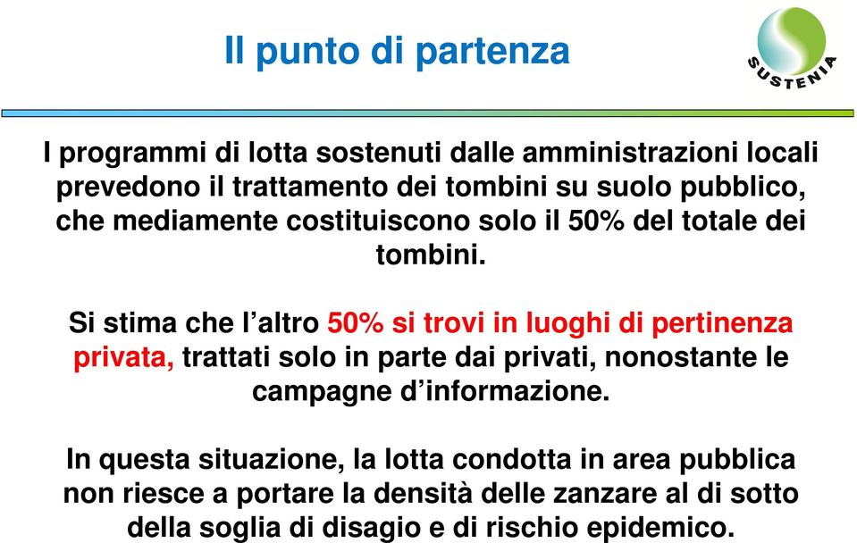 Si stima che l altro 50% si trovi in luoghi di pertinenza privata, trattati solo in parte dai privati, nonostante le campagne