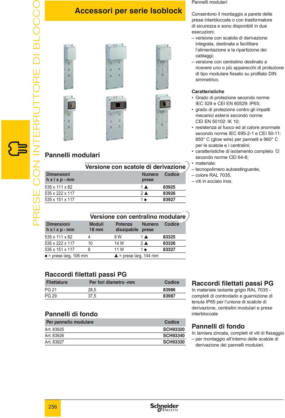 10 14 W 2 r 83326 535 x 151 x 117 6 11 W 1 p 83327 p = prese larg. 106 mm r = prese larg.