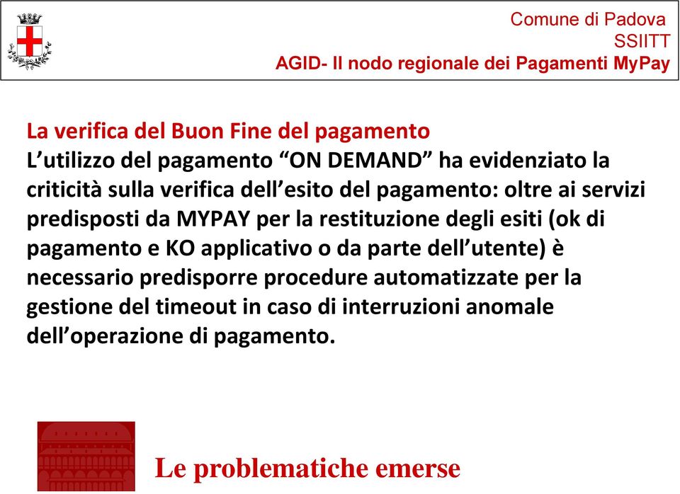 restituzione degli esiti (ok di pagamento e KO applicativo o da parte dell utente) è necessario predisporre procedure