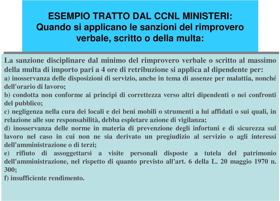 tema tema di diassenze per per malattia, nonché nonché dell'orario di di lavoro; lavoro; b) b) condotta non non conforme ai ai principi di di correttezza verso verso altri altri dipendenti o nei nei