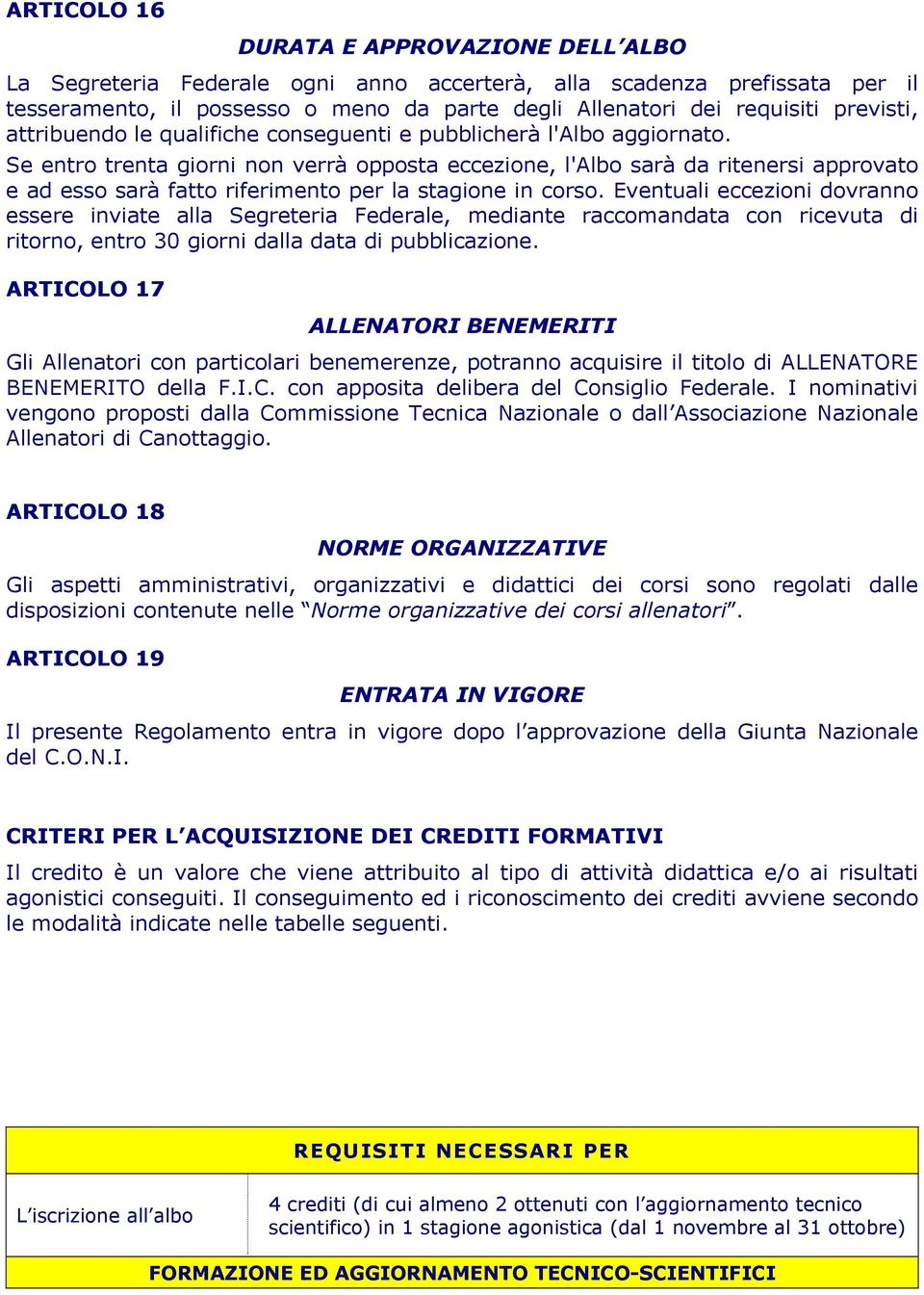 Se entro trenta giorni non verrà opposta eccezione, l'albo sarà da ritenersi approvato e ad esso sarà fatto riferimento per la stagione in corso.