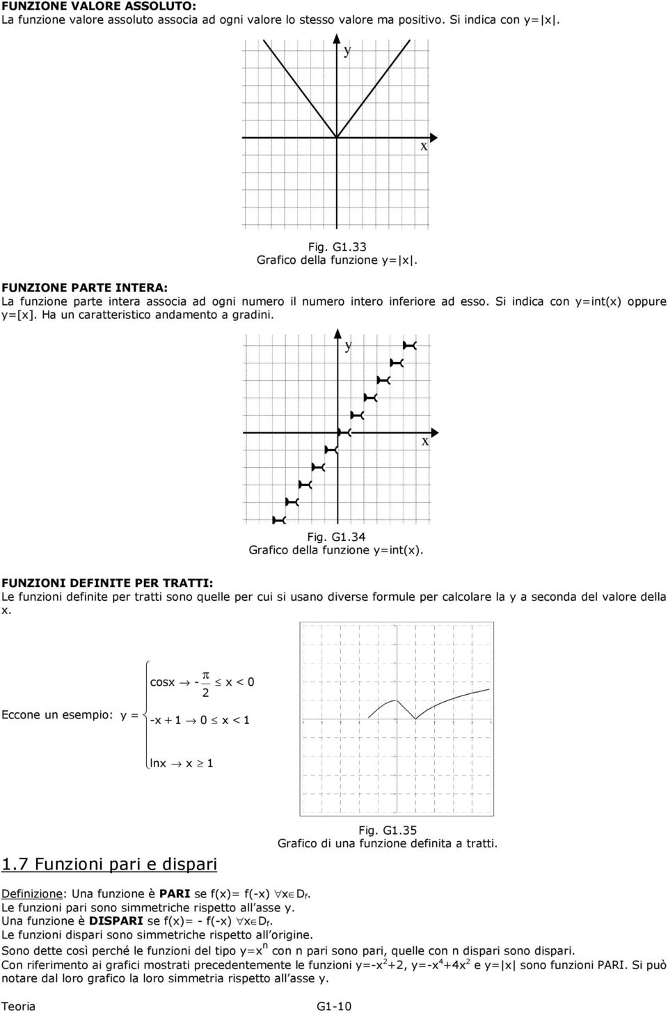 Grafico della funzione y=int(). FUNZIONI DEFINITE PER TRATTI: Le funzioni definite per tratti sono quelle per cui si usano diverse formule per calcolare la y a seconda del valore della.