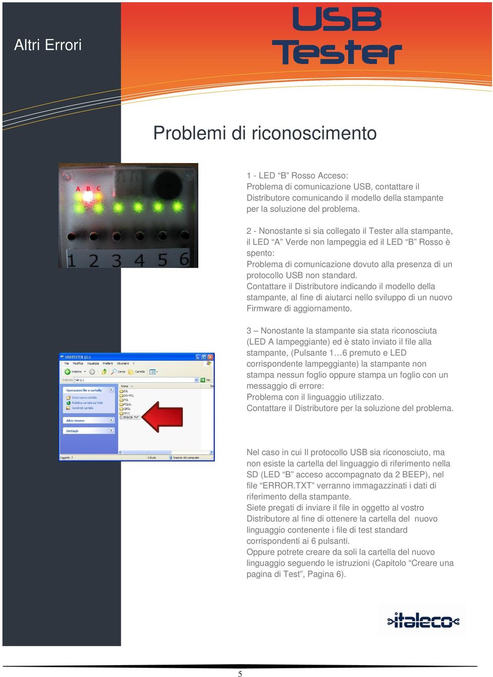 Contattare il Distributore indicando il modello della stampante, al fine di aiutarci nello sviluppo di un nuovo Firmware di aggiornamento.