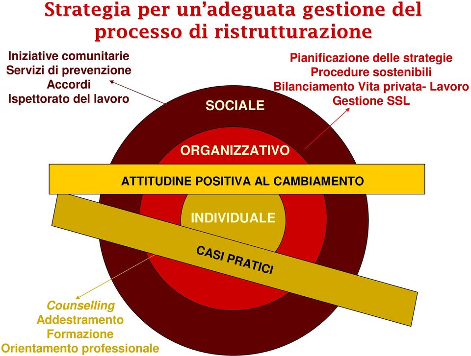 strategie Procedure sostenibili Bilanciamento Vita privata- Lavoro Gestione SSL ORGANIZZATIVO