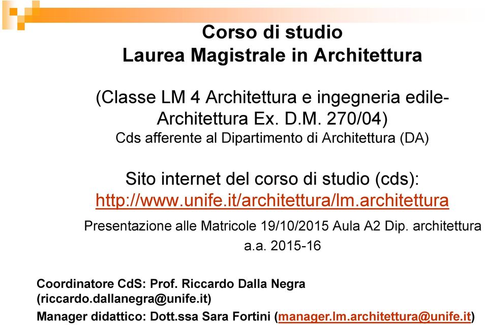 4 Architettura e ingegneria edile- Architettura Ex. D.M.