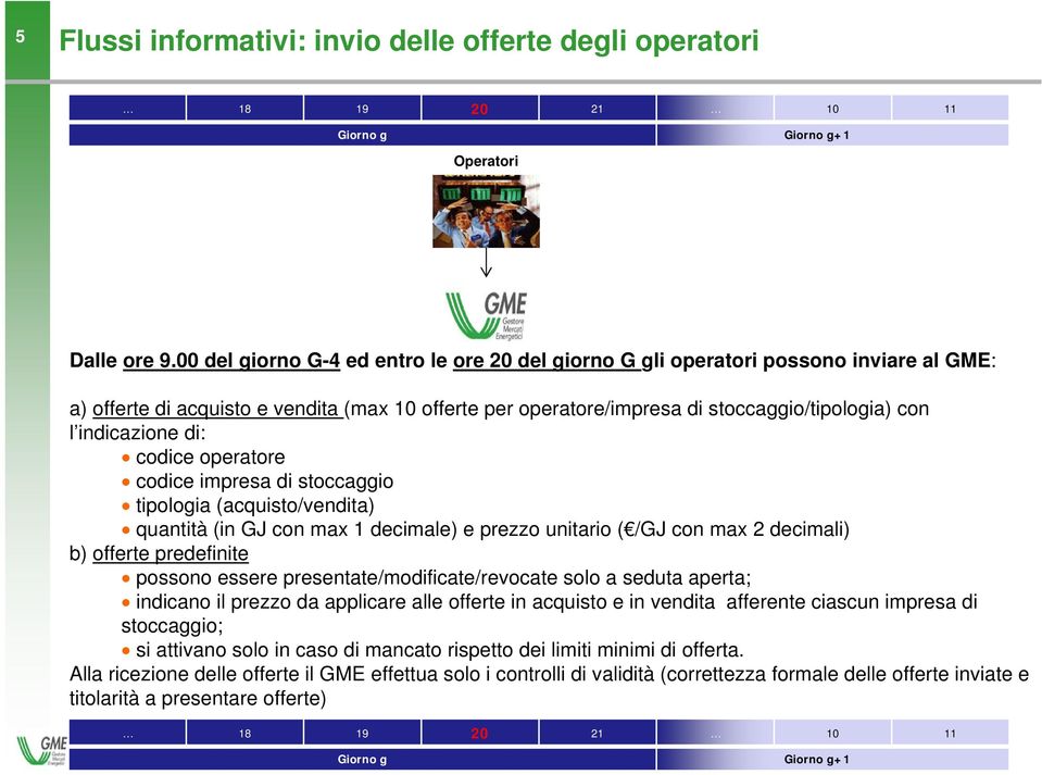 indicazione di: codice operatore codice impresa di stoccaggio tipologia (acquisto/vendita) quantità (in GJ con max 1 decimale) e prezzo unitario ( /GJ con max 2 decimali) b) offerte predefinite