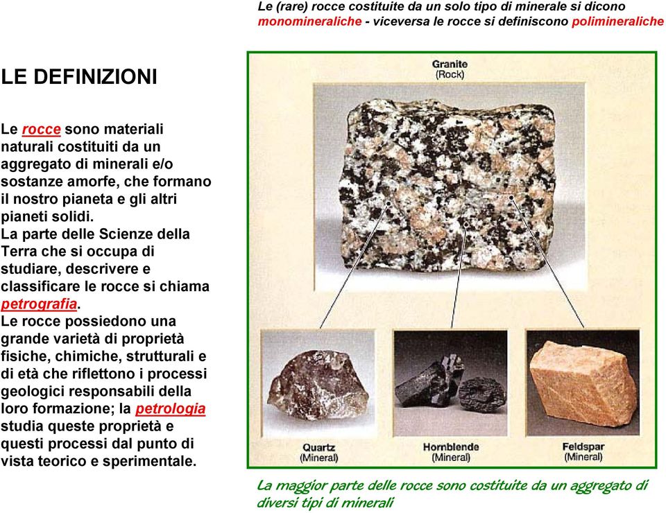 La parte delle Scienze della Terra che si occupa di studiare, descrivere e classificare le rocce si chiama petrografia.