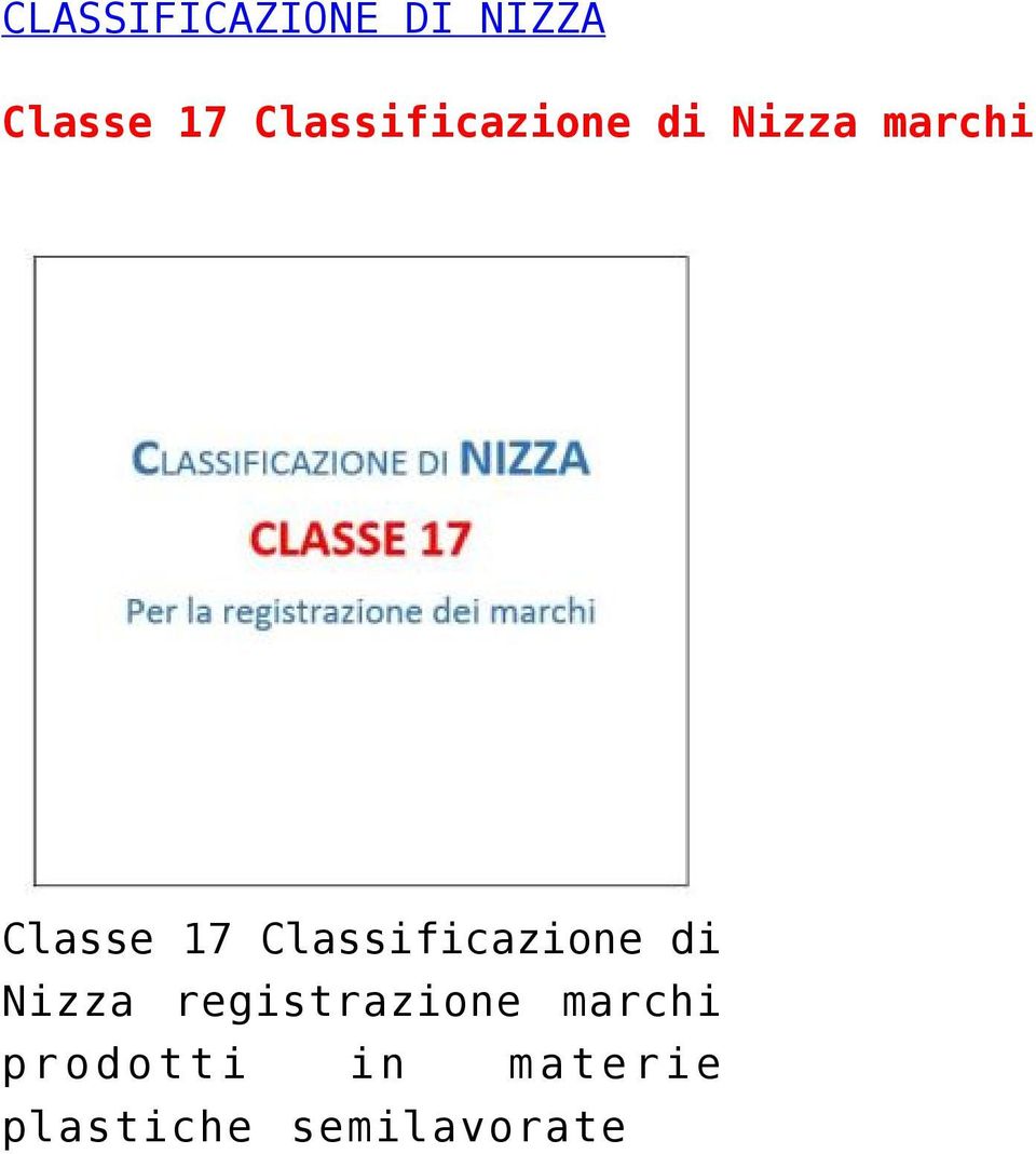 Classificazione di Nizza registrazione