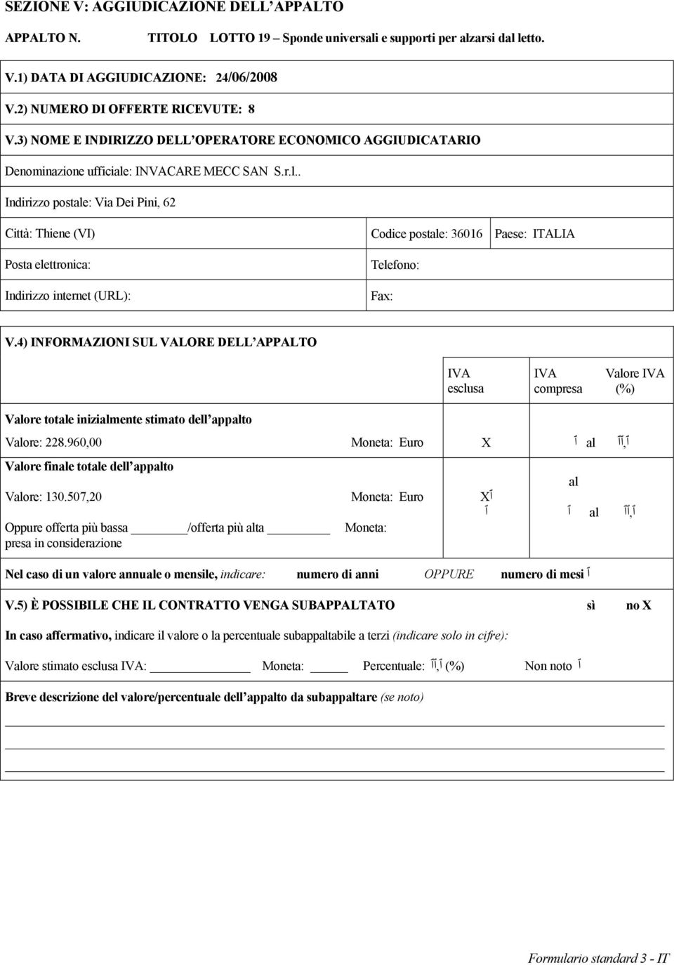 . Indirizzo poste: Via Dei Pini, 62 Città: Thiene (VI) Codice poste: 36016 Paese: ITALIA Vore Vore tote inizimente stimato dell appto Vore: 228.